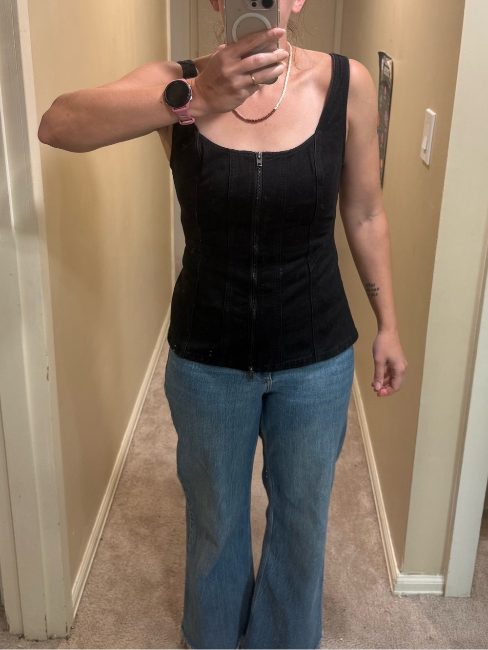 NWOT Black Sleeveless Zip-Front Bustier Top